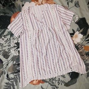 Women's Chiffon V neck Lace Panel Top Shirt